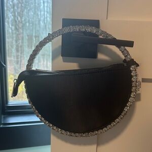 Coco + Carmen Black Wristlet with Crystal Accents